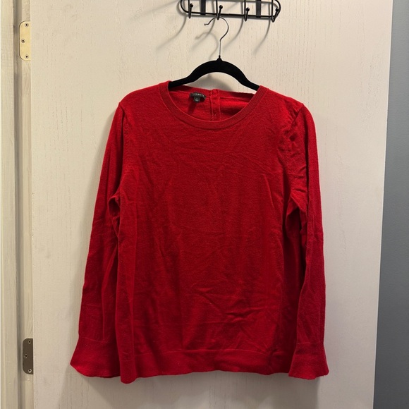 Talbots Sweater Crew Neck W/Button Back Closure LambswoolNylonBlend Red SZ L EUC - Picture 3 of 6